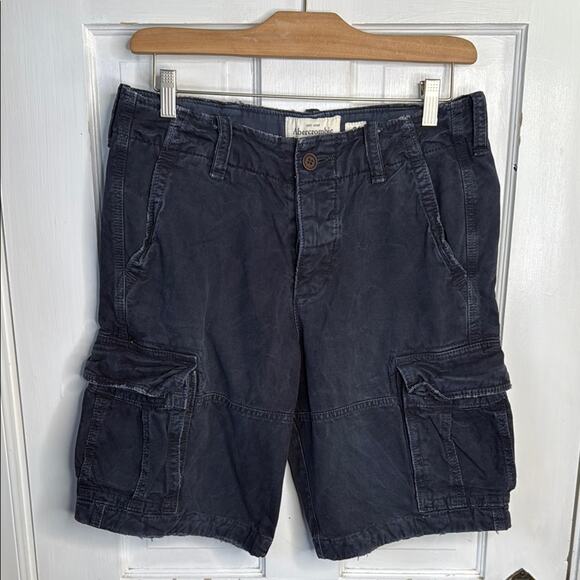 Abercrombie & Fitch Men's Navy Distressed Cargo Button-fly Shorts M-222 Sz 31 - Picture 1 of 9
